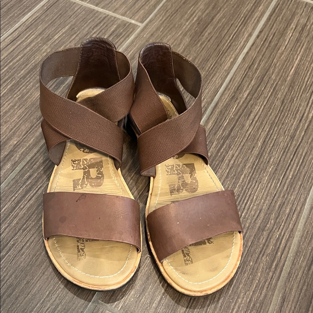 Sorel Brown Leather Women's Sandals